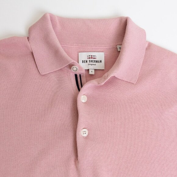 Ben Sherman Short Sleeve Polo Shirt Light Pink Preppy Cotton Knitted Small - Picture 5 of 13